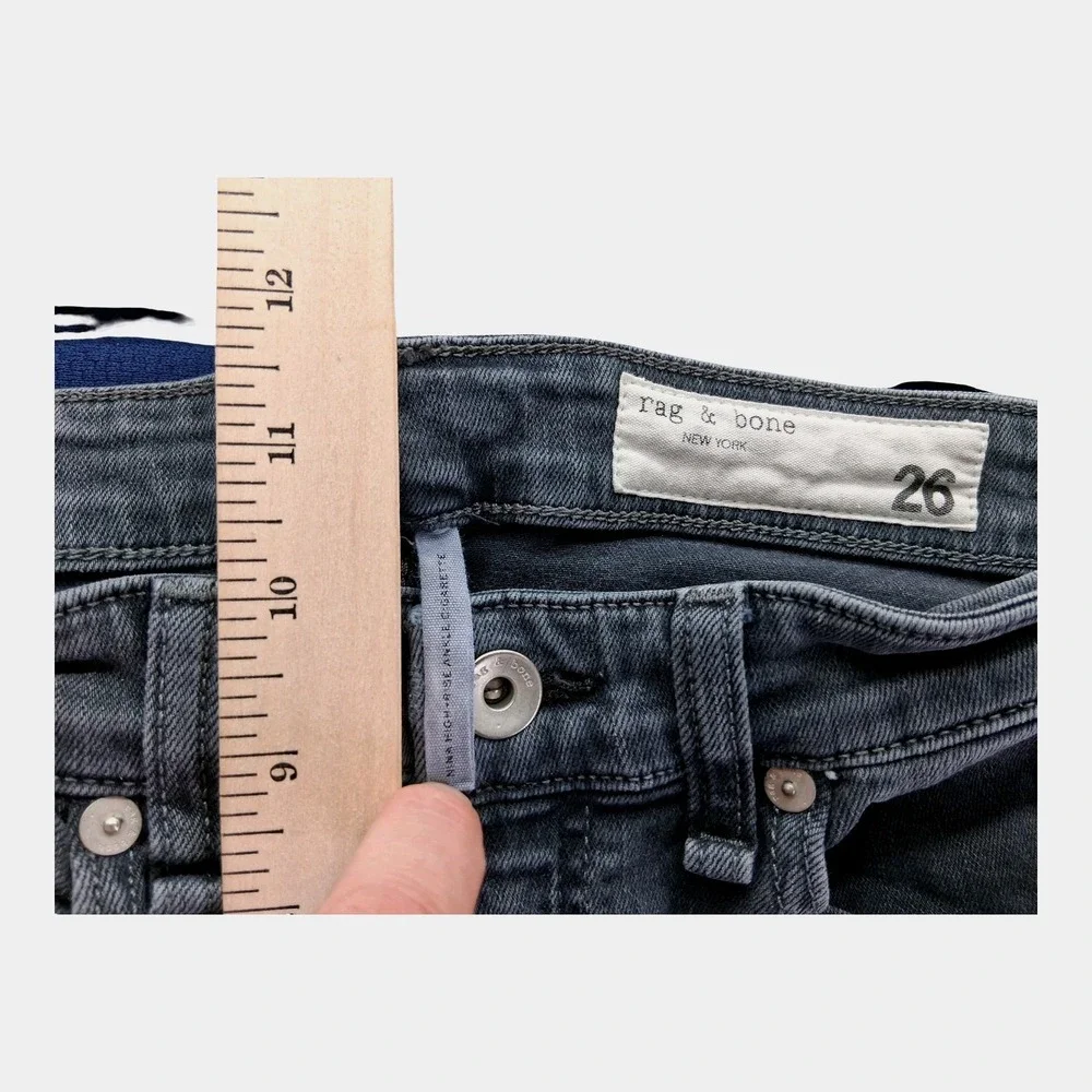 Rag & Bone Skinny Jeans Womens 26 Gray Minna High Rise Stretch Ankle Zip Denim_4